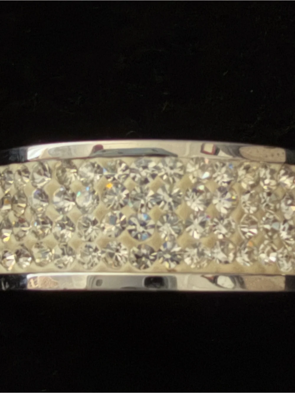 QVC Silver Pave Crystal Wide Band Ring
